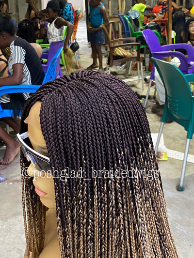Ombre Box Braids - 13x4 Lace Frontal - Donna Poshglad Braided Wigs