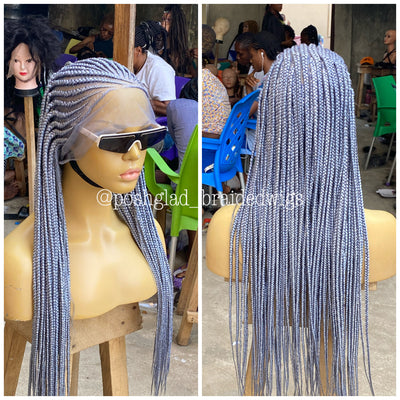 Cornrow Braid Wig - HD Full Lace Gray Color - Pamela Poshglad Braided Wigs Cornrow Braid Wig