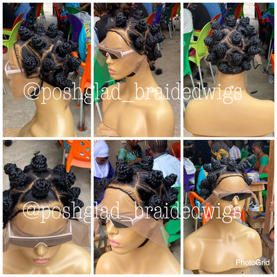 Bantu Knots Wig "Swiss Full Lace" Joanne Poshglad Braided Wigs Bantu Knots Braided Wig