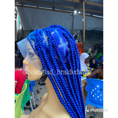 Triangle Jumbo Box Braid Wig Blue Color - Kerinne Poshglad Braided Wigs Jumbo box braid wigs