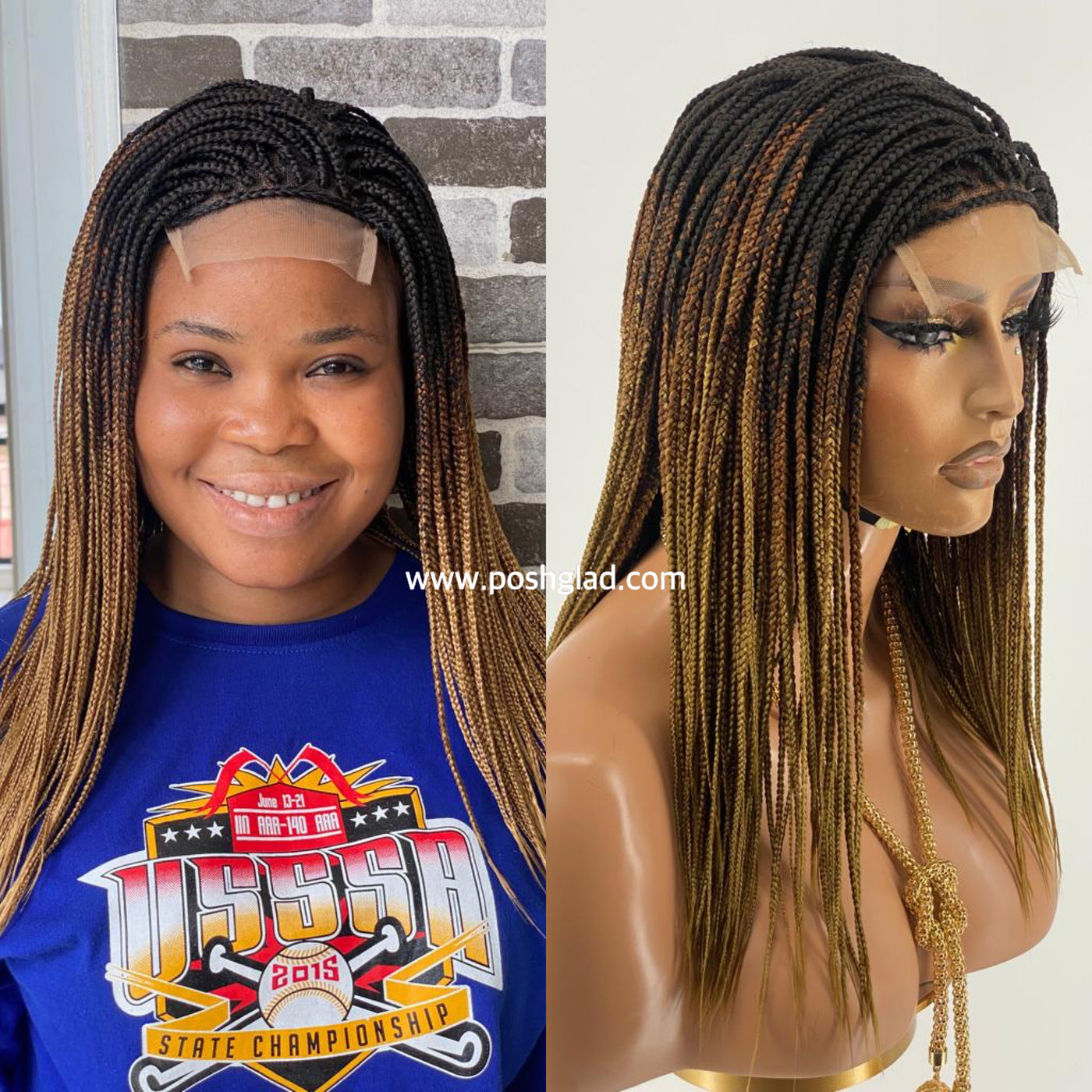 Box braid Wig "4 by 4 Closure Lace" Shoulder Length - Lilly Poshglad Braided Wigs Closure Braid Wig