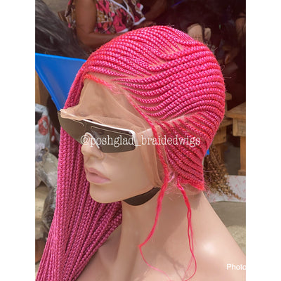 Cornrow Braid Wig - Lemonade Pink Color - Sasha Poshglad Braided Wigs Cornrow Braid Wig