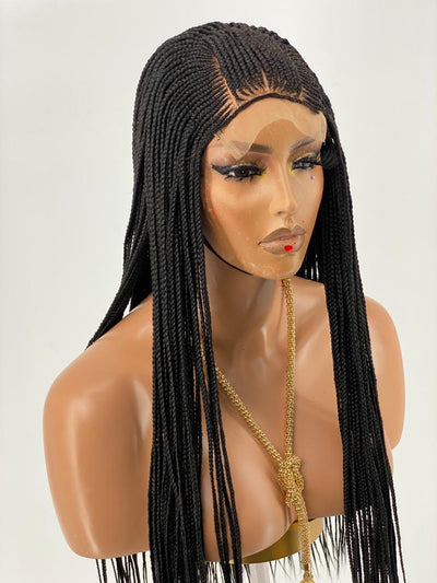 Tribal Cornrow Wig "4 by 4 Closure Lace" (Ready to Ship) Poshglad Braided Wigs Cornrow Braided Wigs