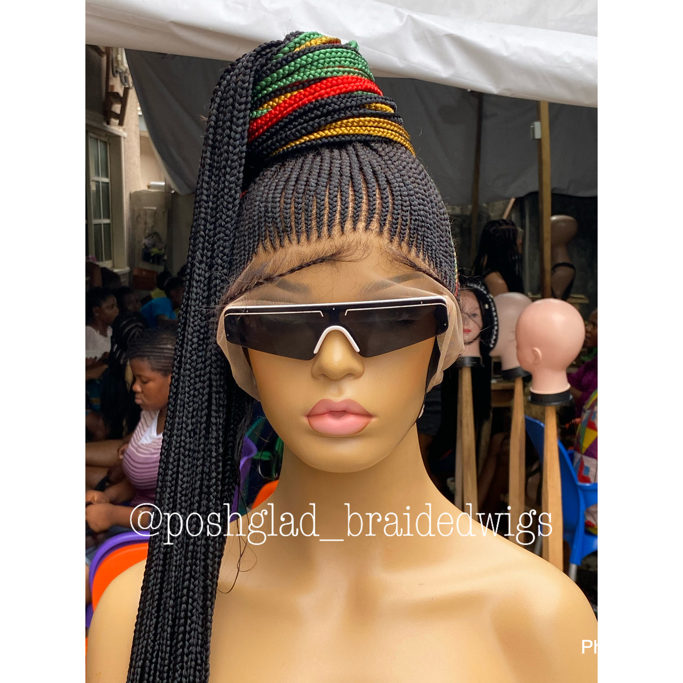 Cornrow Braid Wig - Jamaican Flag Poshglad Braided Wigs Cornrow Braid Wig