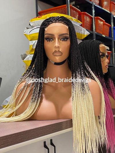 4 by 4 Closure Box Braid Wig (Ready-To-Ship) Poshglad Braided Wigs Bob Braid Wig