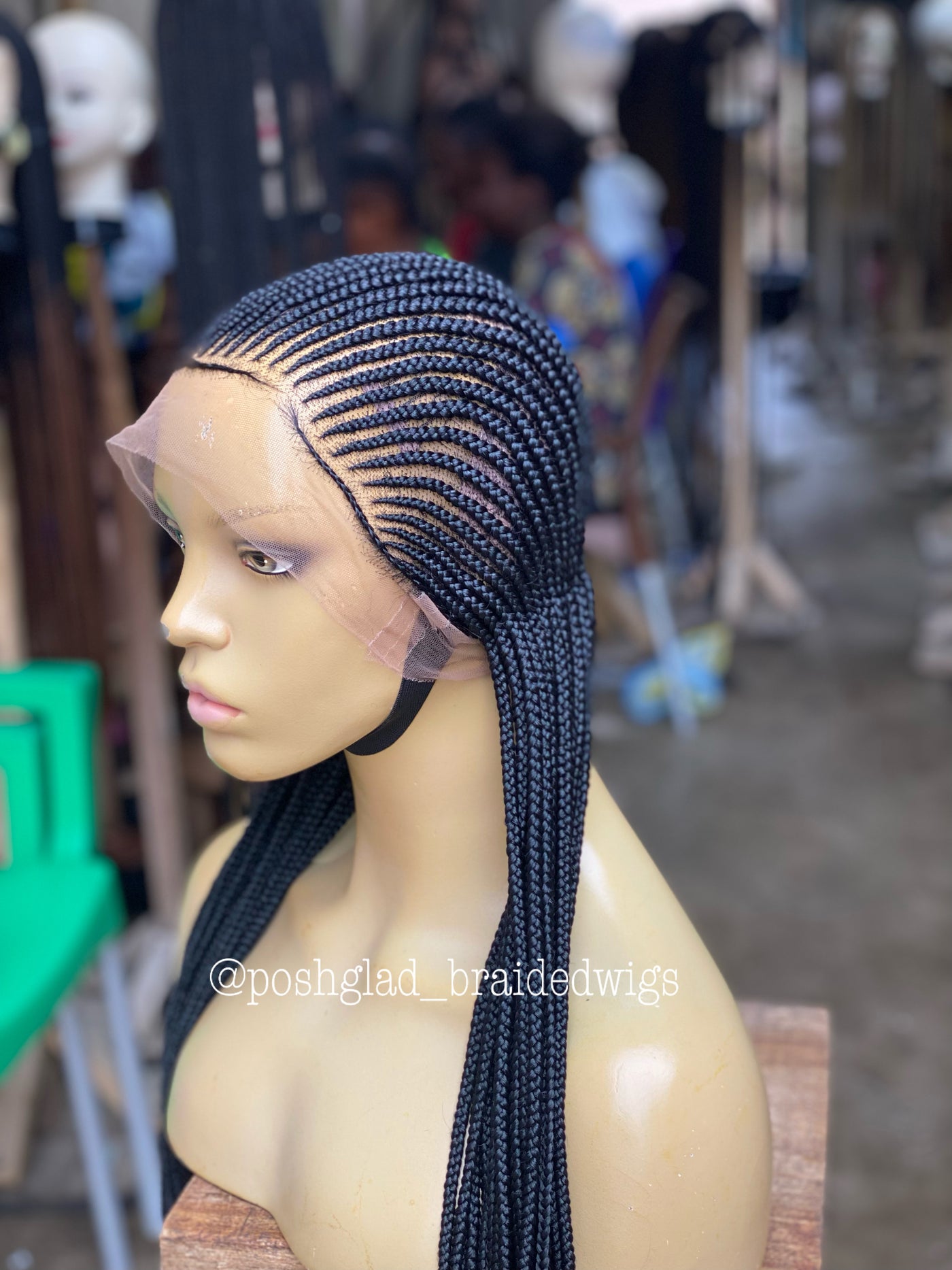 Cornrow Braid Wig (Ready to Ship) - Aisha Poshglad Braided Wigs Cornrow Braided Wig