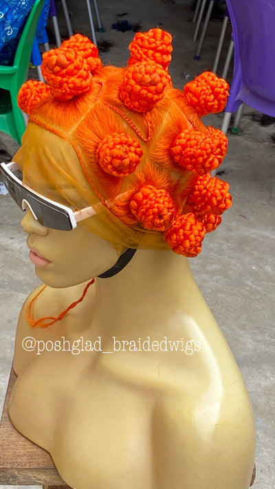 Bantu Knot Wig - Bright Orange Color - Tinashae Poshglad Braided Wigs Bantu Knots Wig