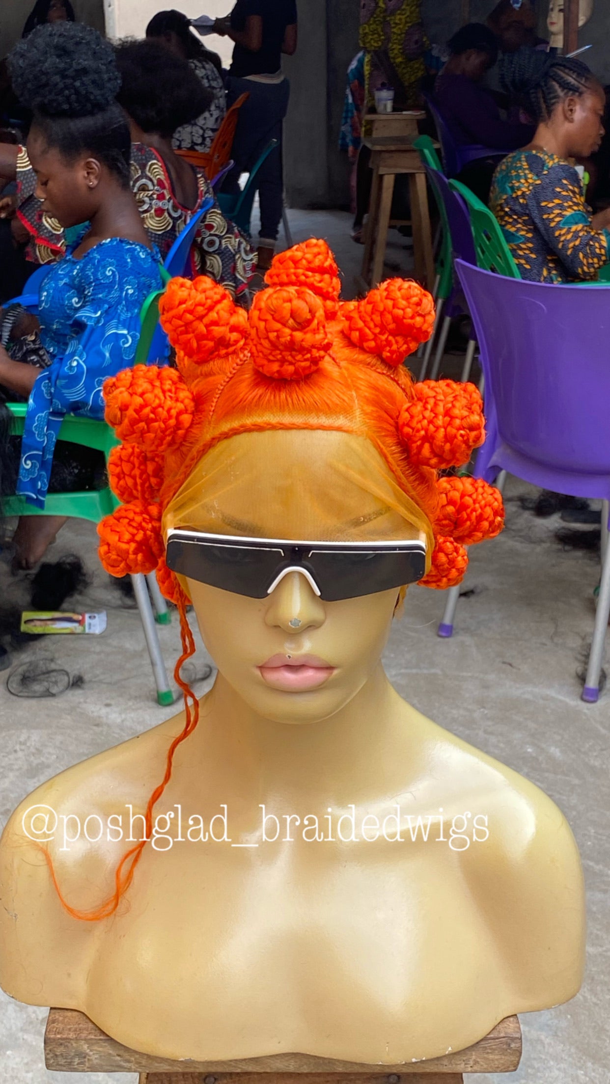 Bantu Knot Wig - Bright Orange Color - Tinashae Poshglad Braided Wigs Bantu Knots Wig