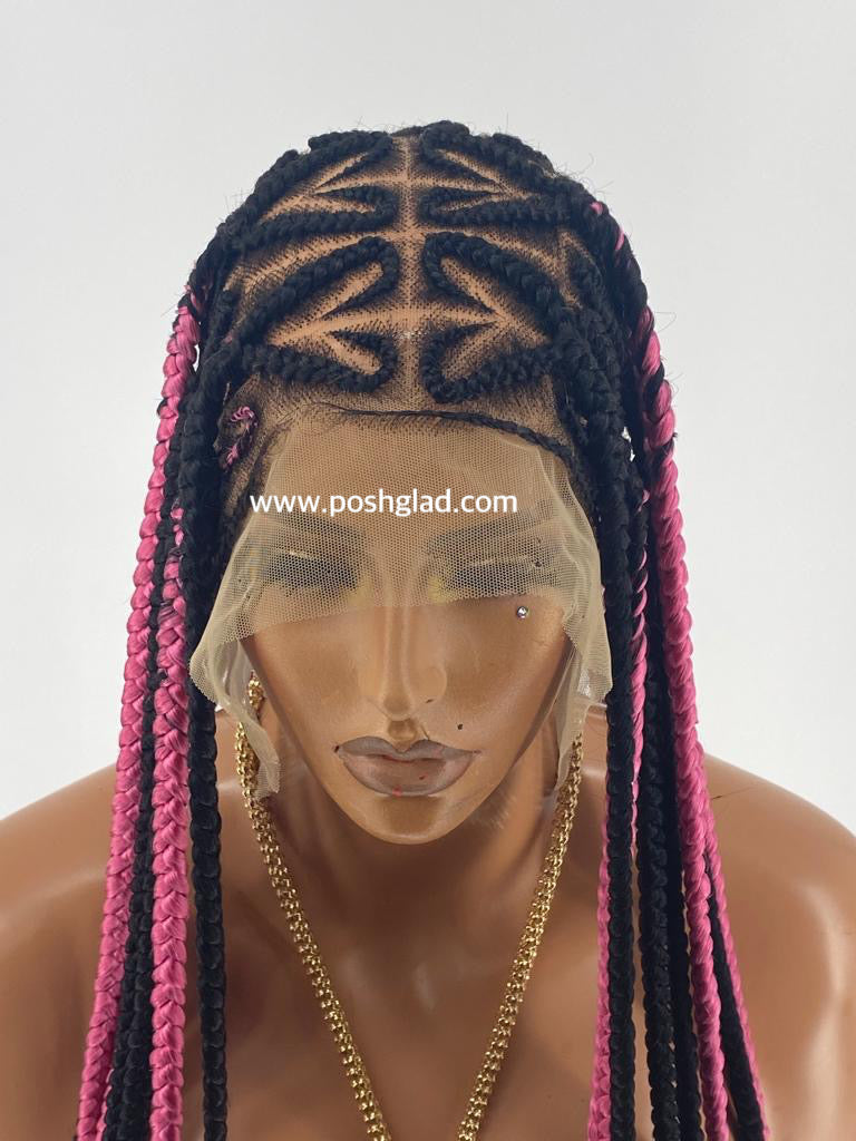 Cornrow - Miss Pink - Ready to ship Poshglad Braided Wigs Cornrow Braid Wig