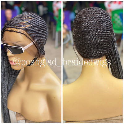 Cornrow Braid Wig - Swiss Full Lace - Peace Poshglad Braided Wigs Cornrow Braid Wig