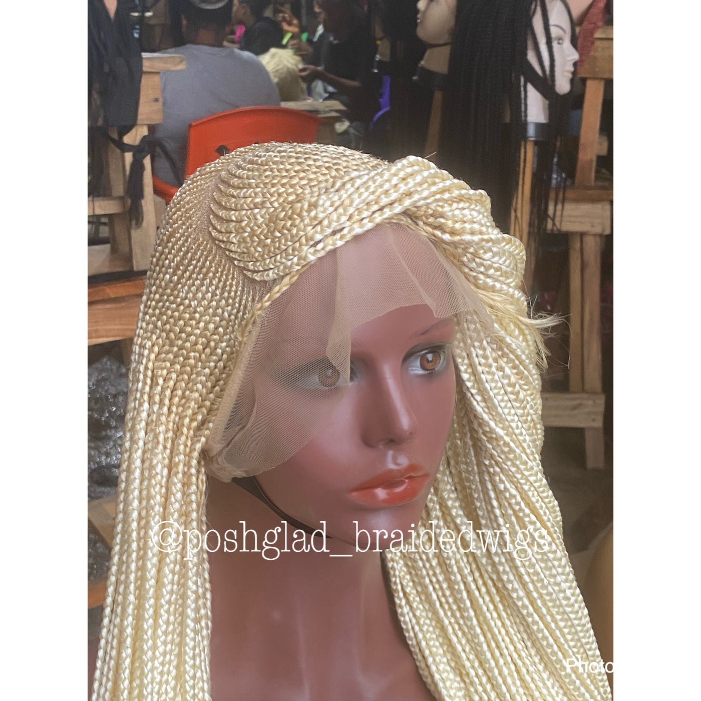 Cornrow Braid Wig - Color 613 Bonde - Bobrisky Inspired Poshglad Braided Wigs Cornrow Braid Wig