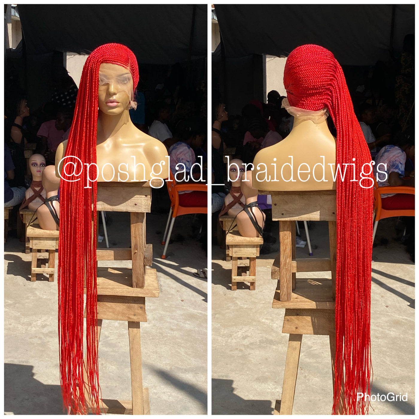 RED LEMONADE FULL LACE( calf length cost extra $50) Poshglad Braided Wigs