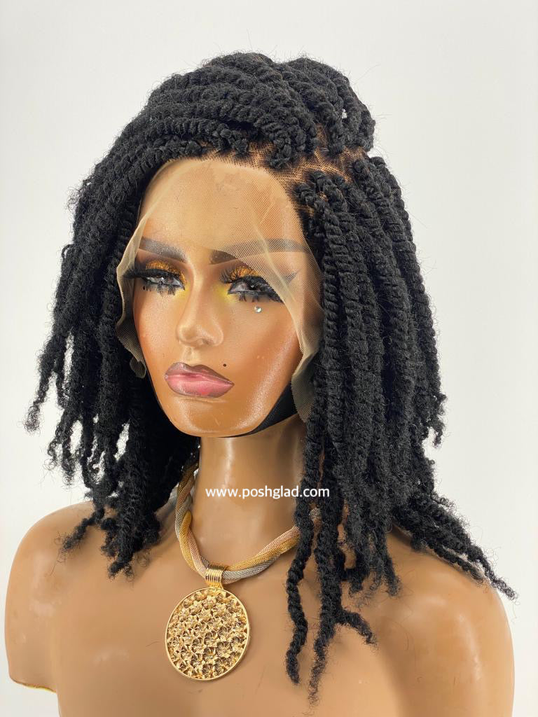 Twisted Wig - Full Lace Shoulder Length - Asiso Poshglad Braided Wigs Kinky Twist Wig