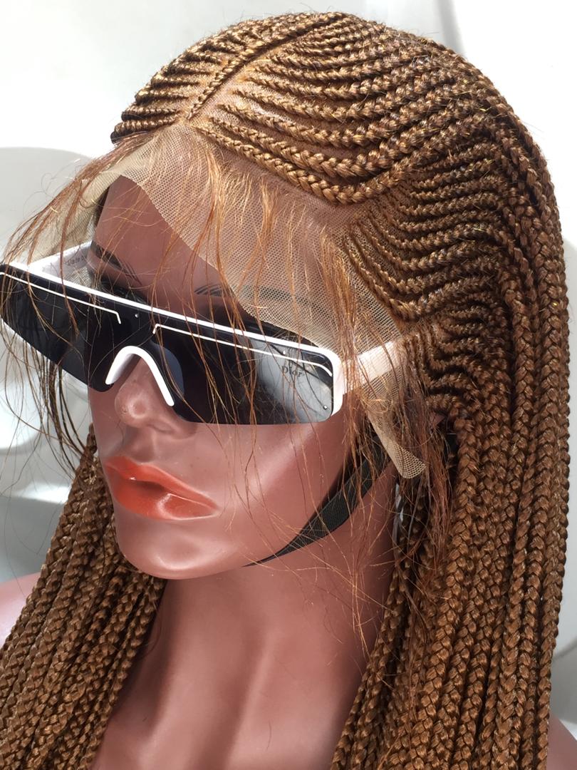 Cornrow Braid Wig - 13x4 Lace Frontal Auburn - Phyllis - Poshglad ...