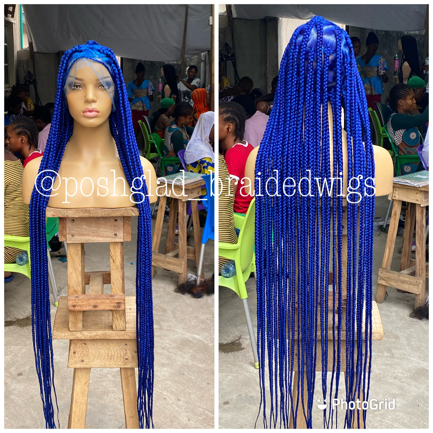 Triangle Jumbo Box Braid Wig Blue Color - Kerinne - Poshglad Braided Wigs