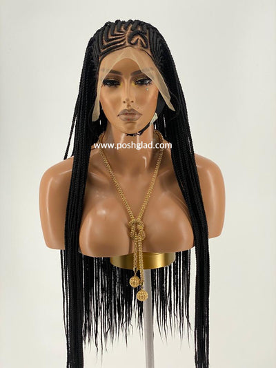 Cornrow Braid Wig "13 by 4 Lace Frontal" Wig Val Poshglad Braided Wigs Cornrow Braided Wig