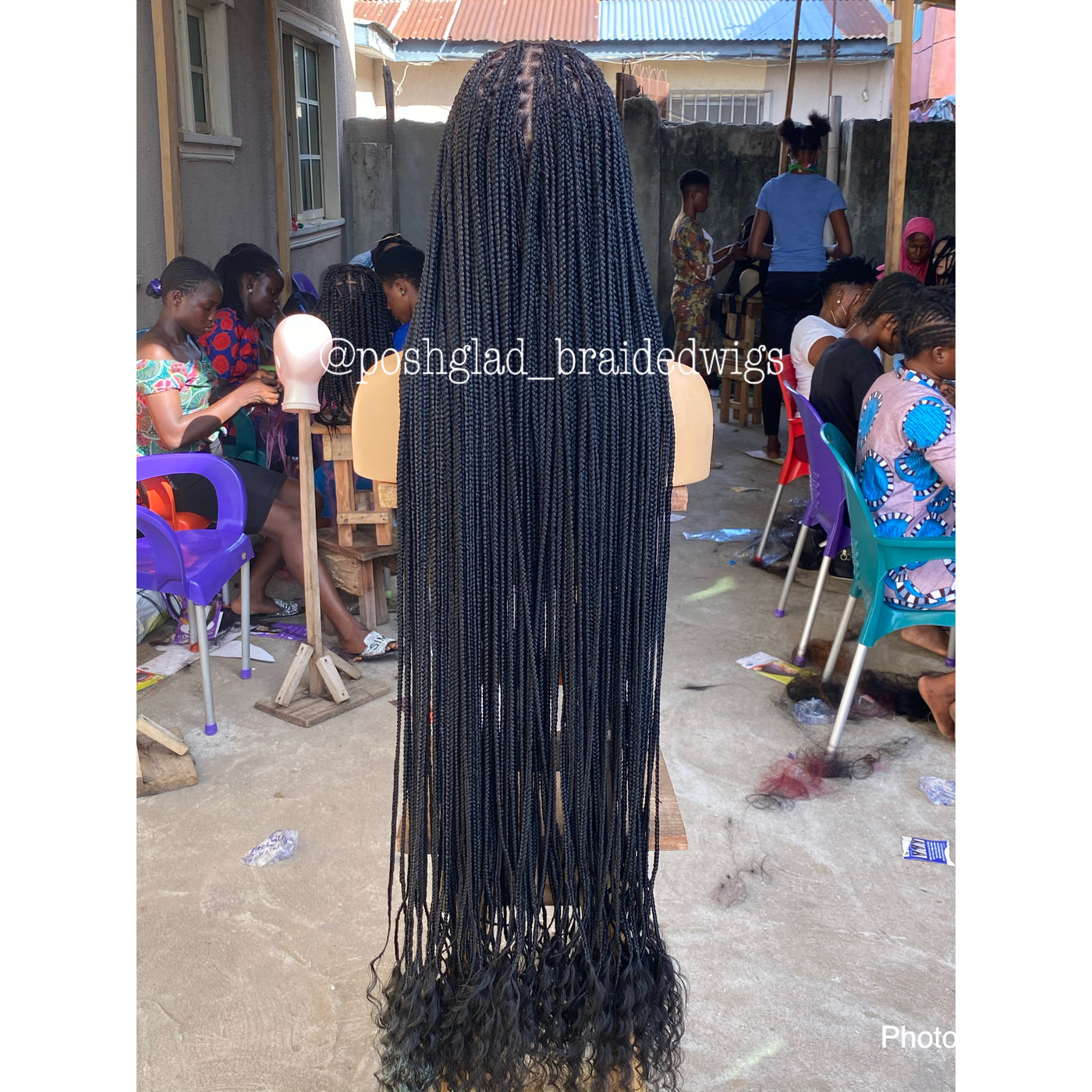 Goddess Knotless Wig "HD Swiss Full Lace" Color 1B - Daya Poshglad Braided Wigs Knotless Box Braid Wig