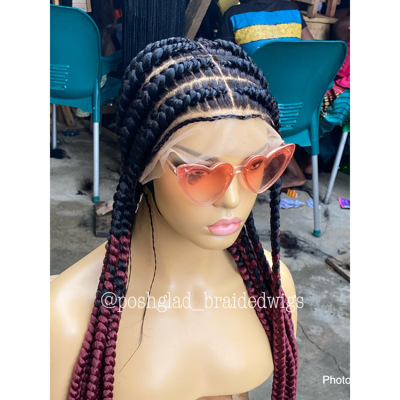 POP SMOKE OMBRÉ (cost extra $150 made with HD lace) Poshglad Braided Wigs