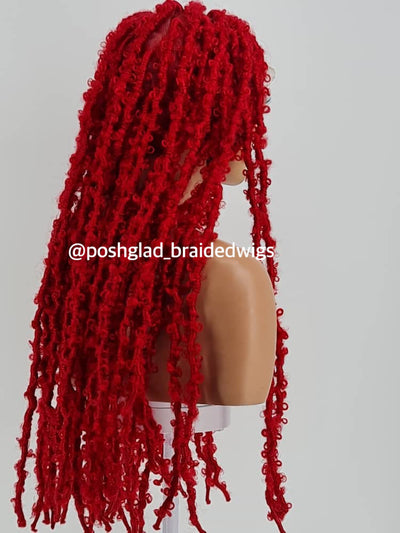 Messy Butterfly Locs - Red Color Poshglad Braided Wigs Butterfly Locs Wigs