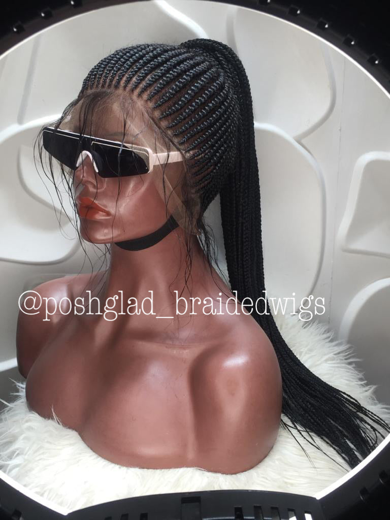 Cornrow Braid Wig - Swiss Full Lace - Esinam Poshglad Braided Wigs Cornrow Braid Wig