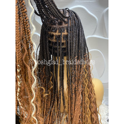 Goddess Knotless Braid Wig "Ombre Color" Full Lace (Karisma) Poshglad Braided Wigs Goddess Knotless Braid Wig