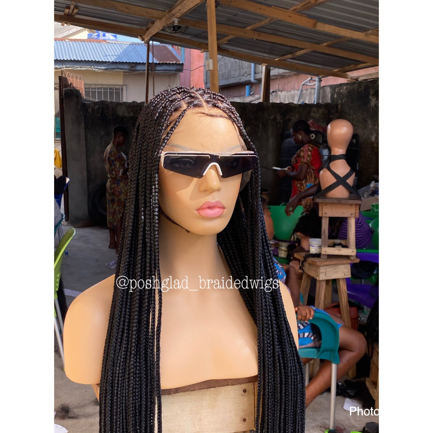 Ghana Box Braid Wig With Swiss Lace Closure (28 Inches) - Gratiaworld