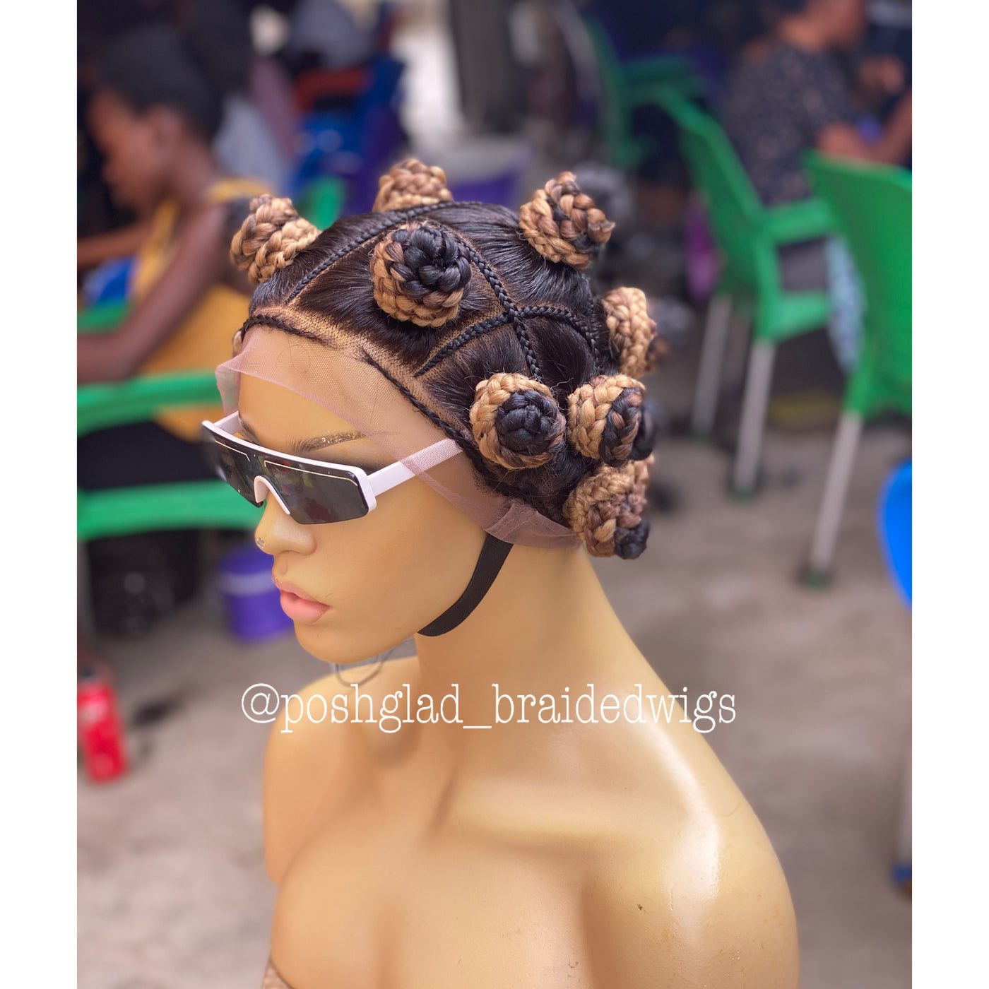 Bantu Knot Wig - Ombre Color - Adanna Poshglad Braided Wigs Bantu Braided Wigs
