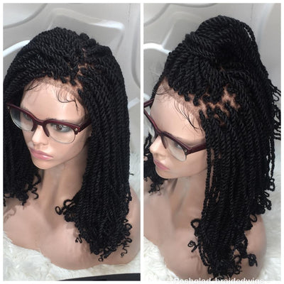 Kinky Twist Braided Wig (13 by 4 Frontal Lace) - Rockiba Poshglad Braided Wigs Kinky Twist Braided Wig
