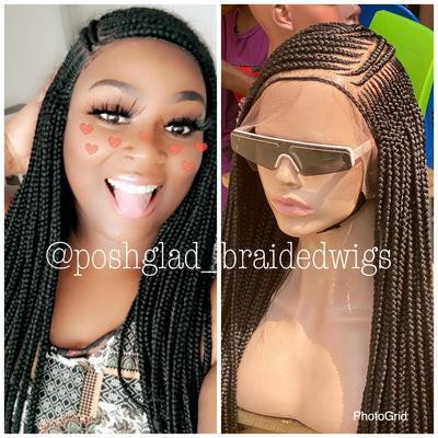 Cornrow Braid Wig - Swiss Full Lace - Adaoma Poshglad Braided Wigs Cornrow Braid Wig