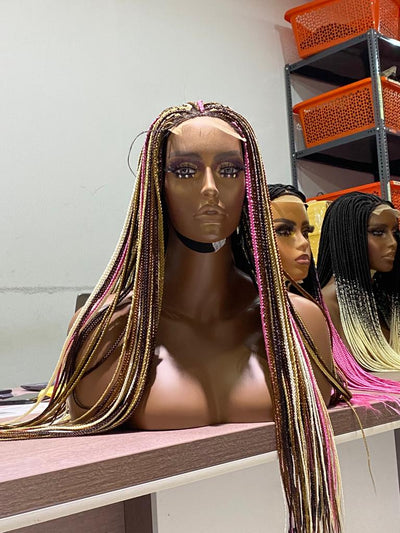 Box Braid Wig "4 by 4 Closure" (Ready-To-Ship) Poshglad Braided Wigs Box Braid Wigs