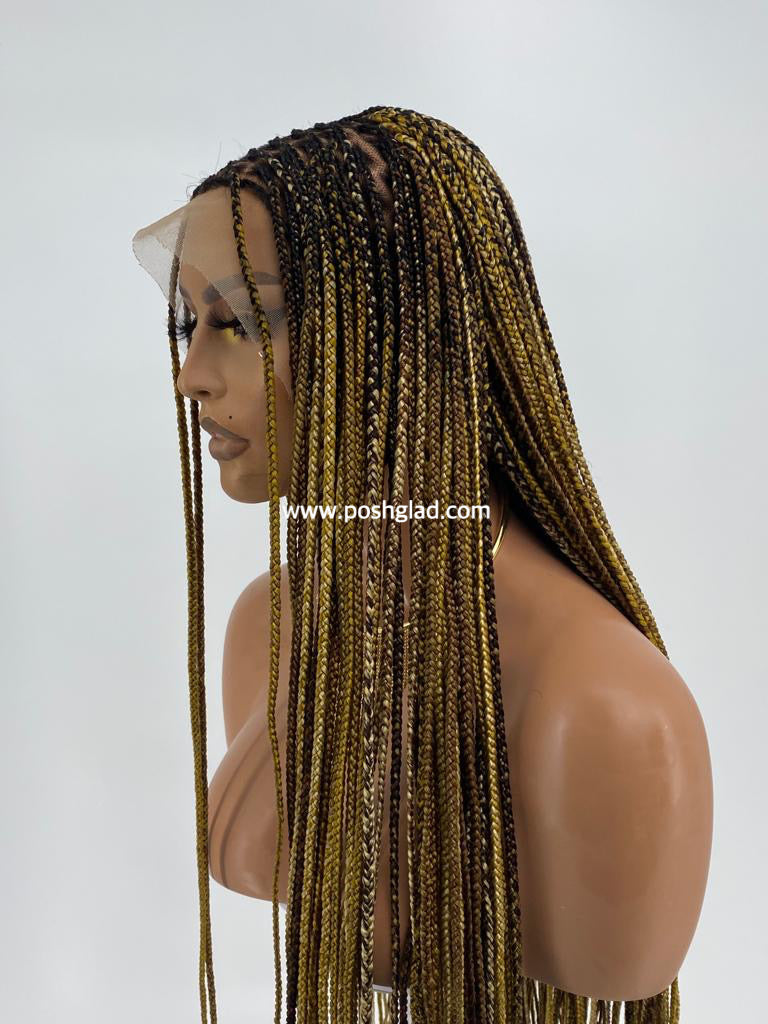 Knotless- Sade 13 x 4 Lace - Ready to ship Poshglad Braided Wigs Knotless Braid Wig