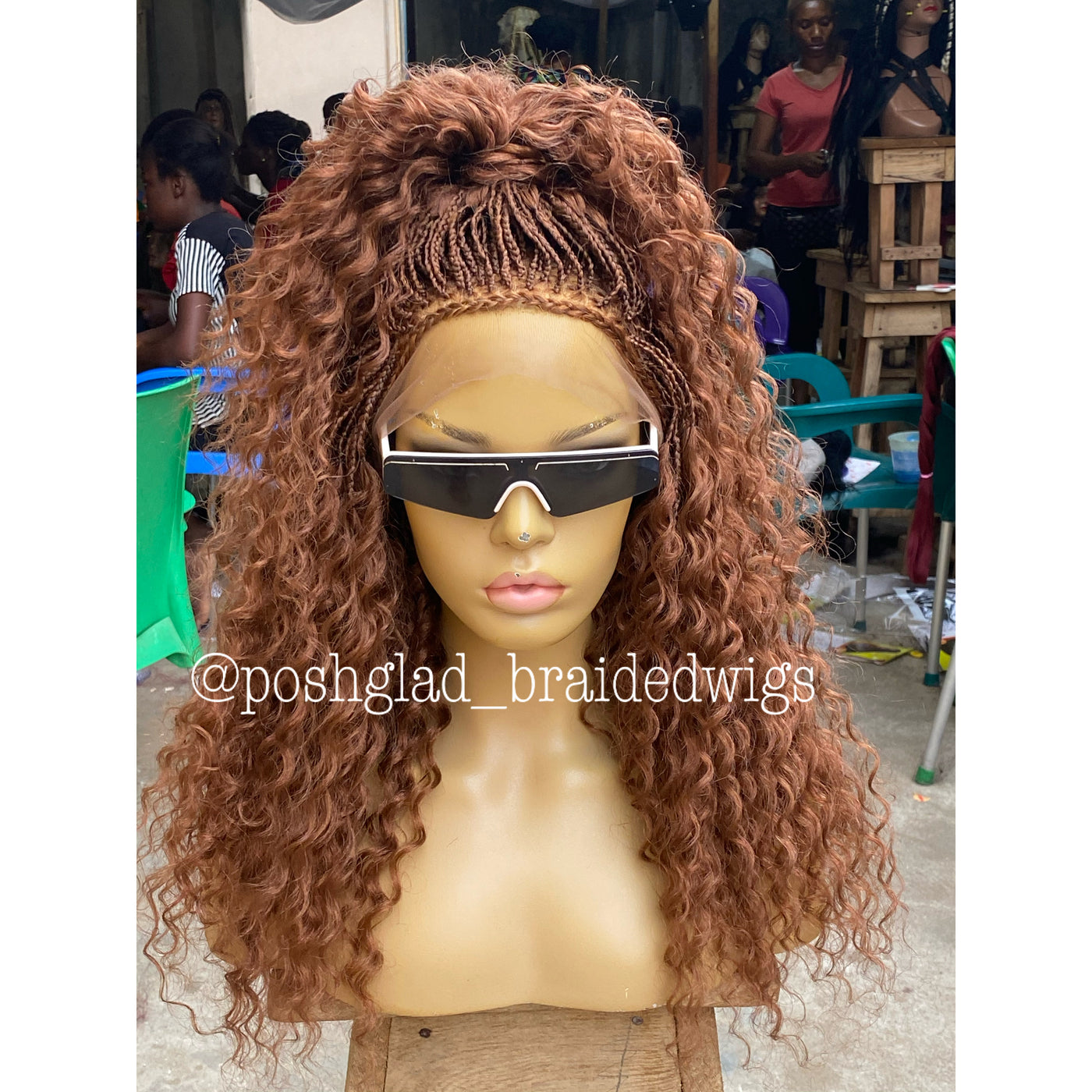 Twist Braid Wig - Curly Medium Auburn - Oyinye Poshglad Braided Wigs Twist
