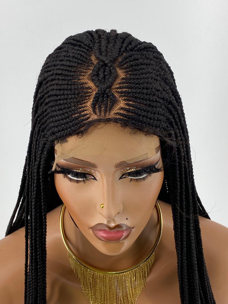 Tribal Cornrow Braided Wig "4 By 4 Closure Lace" (Ready To Ship) Poshglad Braided Wigs Cornrow Braid Wig