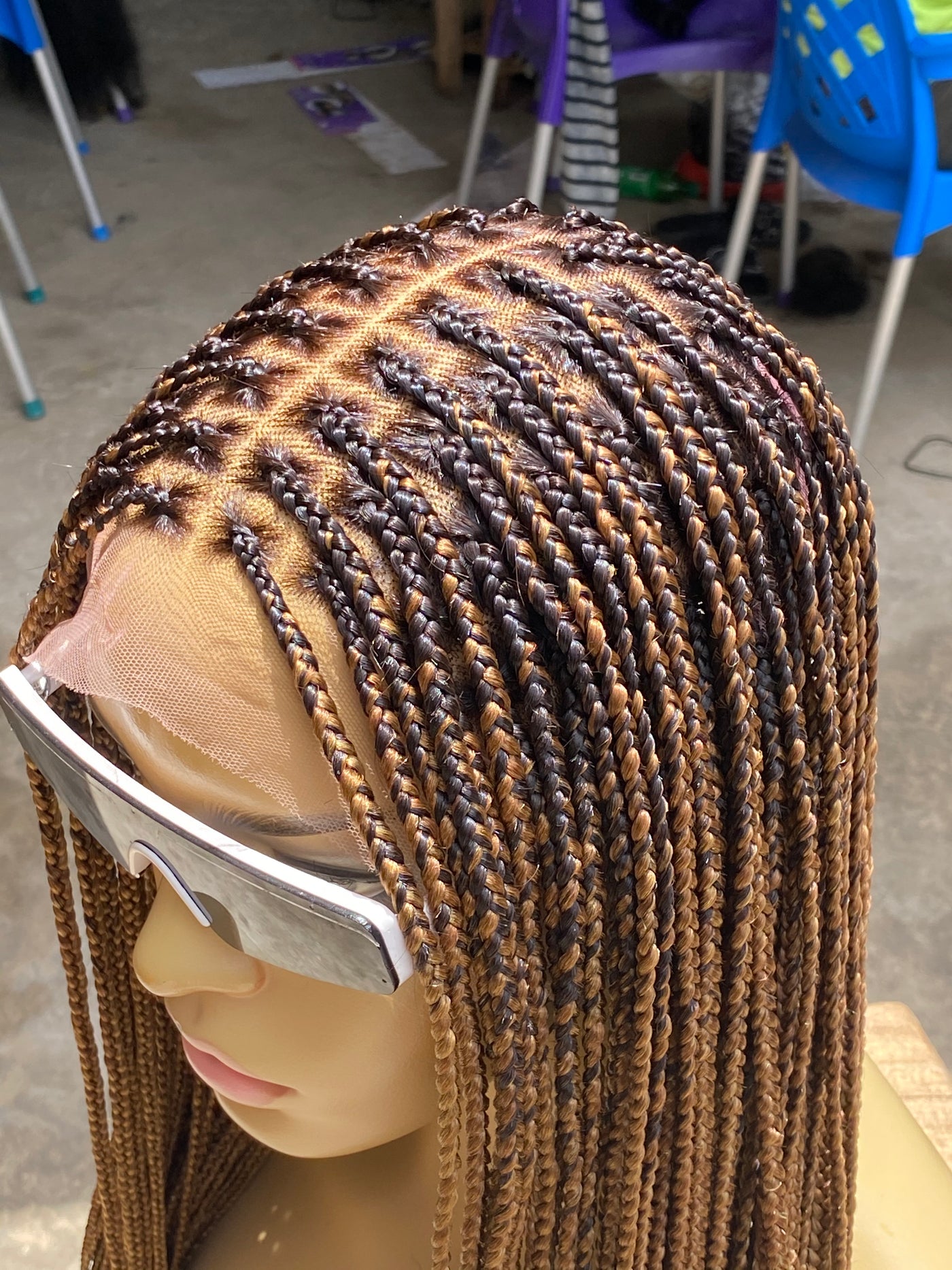 Shade Knotless Box Braid Wig (Full Density) Poshglad Braided Wigs Box Braid Wig