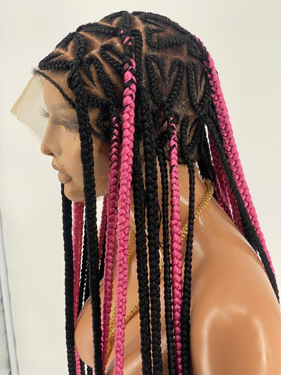 Cornrow - Miss Pink - Ready to ship Poshglad Braided Wigs Cornrow Braid Wig