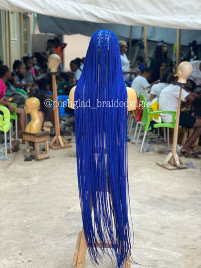 Shade knotless (PREMIUM BLUE) cost extra $50 for calf length Poshglad Braided Wigs
