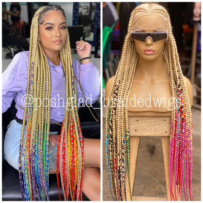 Pop Smoke Wig - Ombre Color - Alice Poshglad Braided Wigs Jumbo box braid wigs
