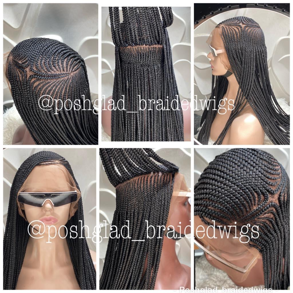 Cornrow Braid Wig - Star Part Full Lace - Esther Poshglad Braided Wigs Cornrow Braid Wig