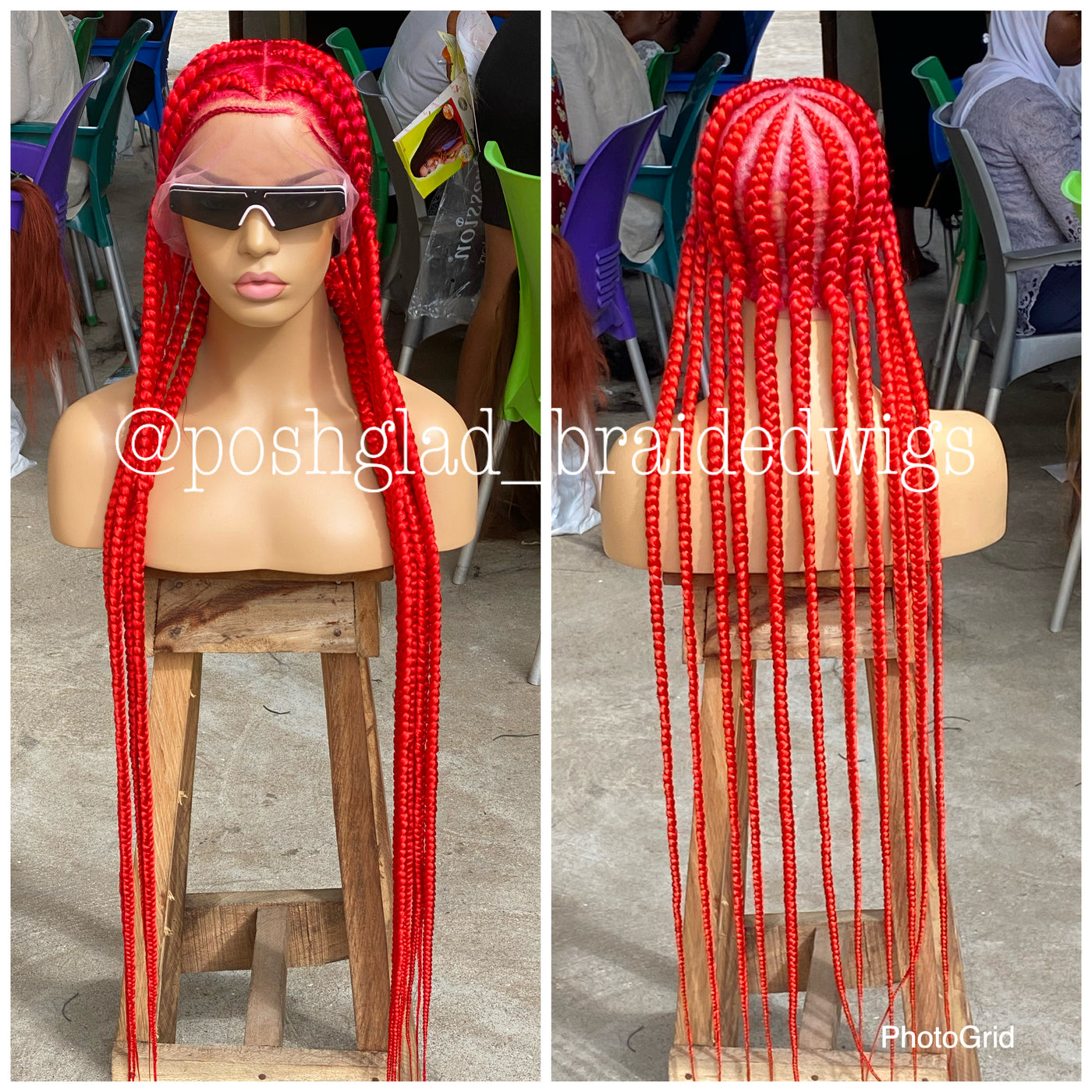 POP SMOKE IN FIRE RED Poshglad Braided Wigs