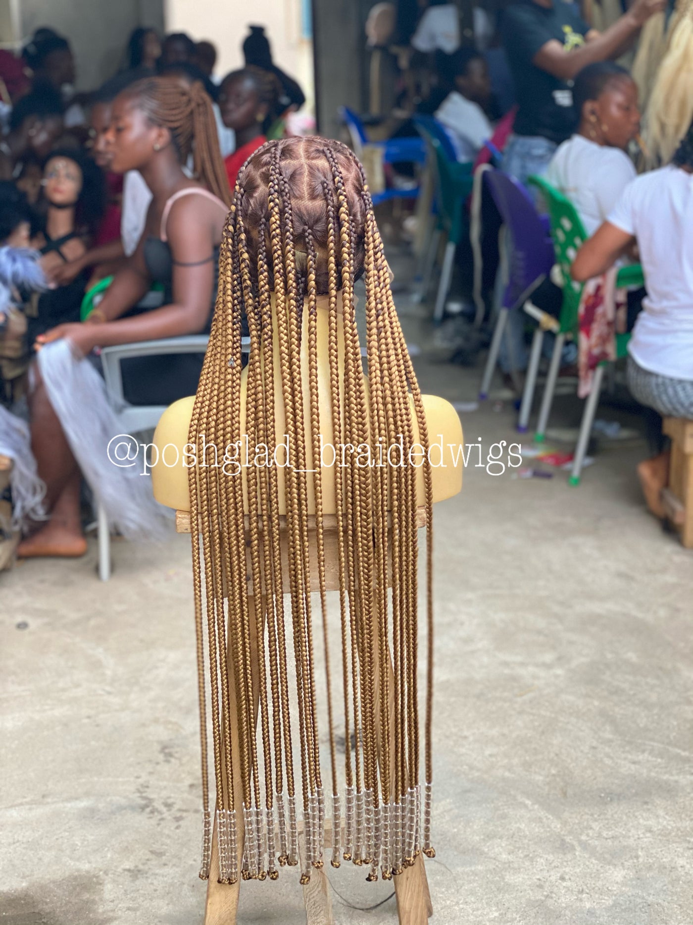 Large Knotless Braid With Beads - Kelani Poshglad Braided Wigs Large knotless braid with beads