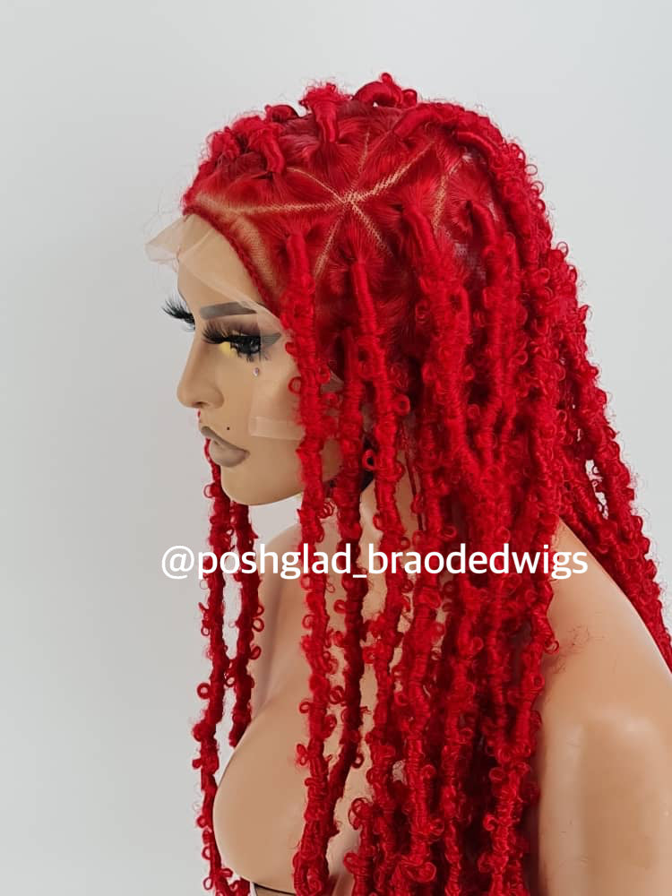 Messy Butterfly Locs - Red Color Poshglad Braided Wigs Butterfly Locs Wigs