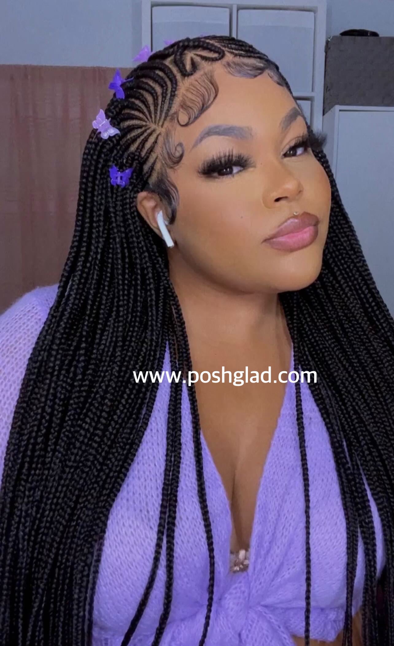 Cornrow Braid Wig "13 by 4 Lace Frontal" Wig Val Poshglad Braided Wigs Cornrow Braided Wig