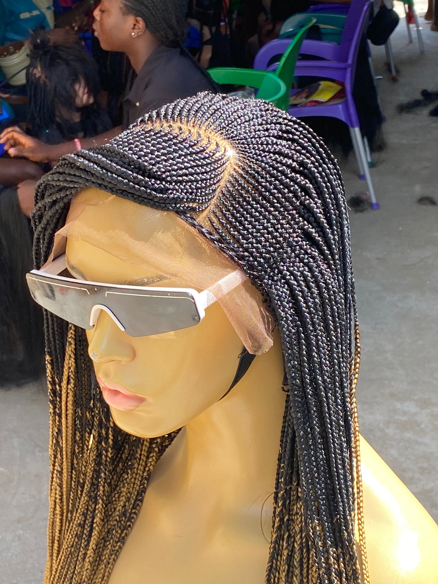 Cornrow Braid Wig - (13x4 Lace Frontal Multi color) - Wanita Poshglad Braided Wigs Cornrow Braid Wig
