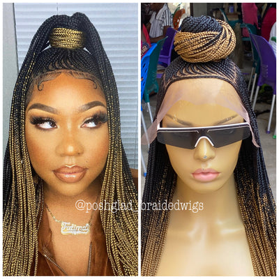 13 by 6 Lace Front Cornrow Braided Wig - Bisi Poshglad Braided Wigs Cornrow Braided Wig
