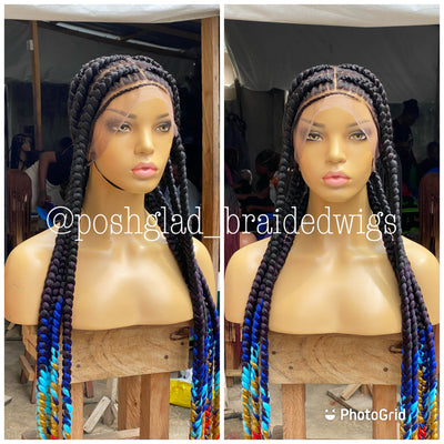 Pop Smoke Wig "Black Ombre" Full Lace - Dora Poshglad Braided Wigs Pop Smoke Braids