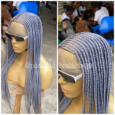 Cornrow Braid Wig - Gray Color HD Full Lace - Nikita Poshglad Braided Wigs Cornrow Braid Wig