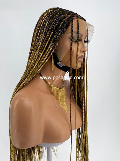 Knotless- Sade 13 x 4 Lace - Ready to ship Poshglad Braided Wigs Knotless Braid Wigs