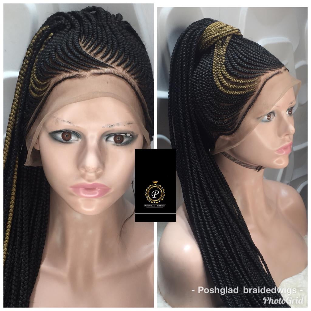Cornrow Braid Wig - Swiss Full Lace Ponytail - Tombra Poshglad Braided Wigs Cornrow Braid Wig