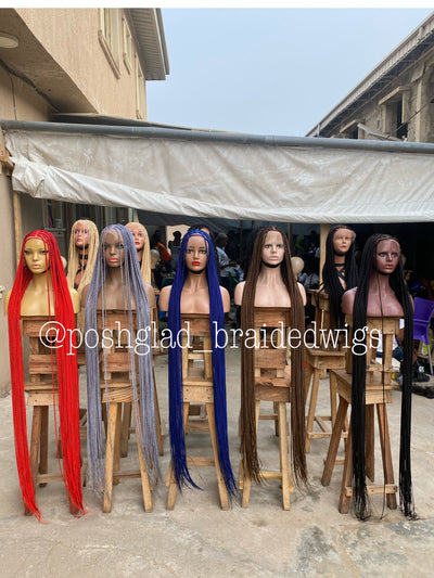 Shade knotless (PREMIUM BLUE) cost extra $50 for calf length Poshglad Braided Wigs
