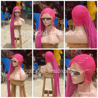 Cornrow Braid Wig - Lemonade Pink Color - Sasha Poshglad Braided Wigs Cornrow Braid Wig